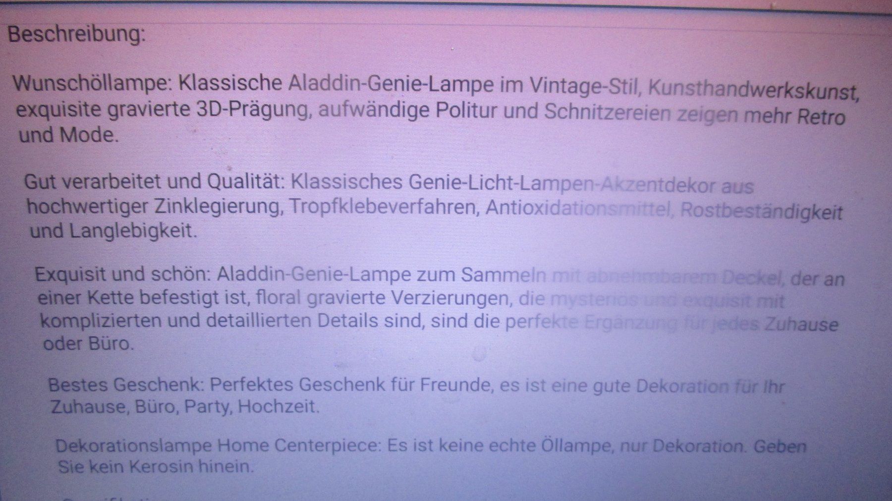 Lampade: Öllampe  Aladin – Nuovo e nell'imballaggio originale da Weier im Emmental venduto da waefler03 7