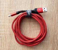 2m USB A auf USB C Kabel, Schnellladekabel 2800mAh (rot)