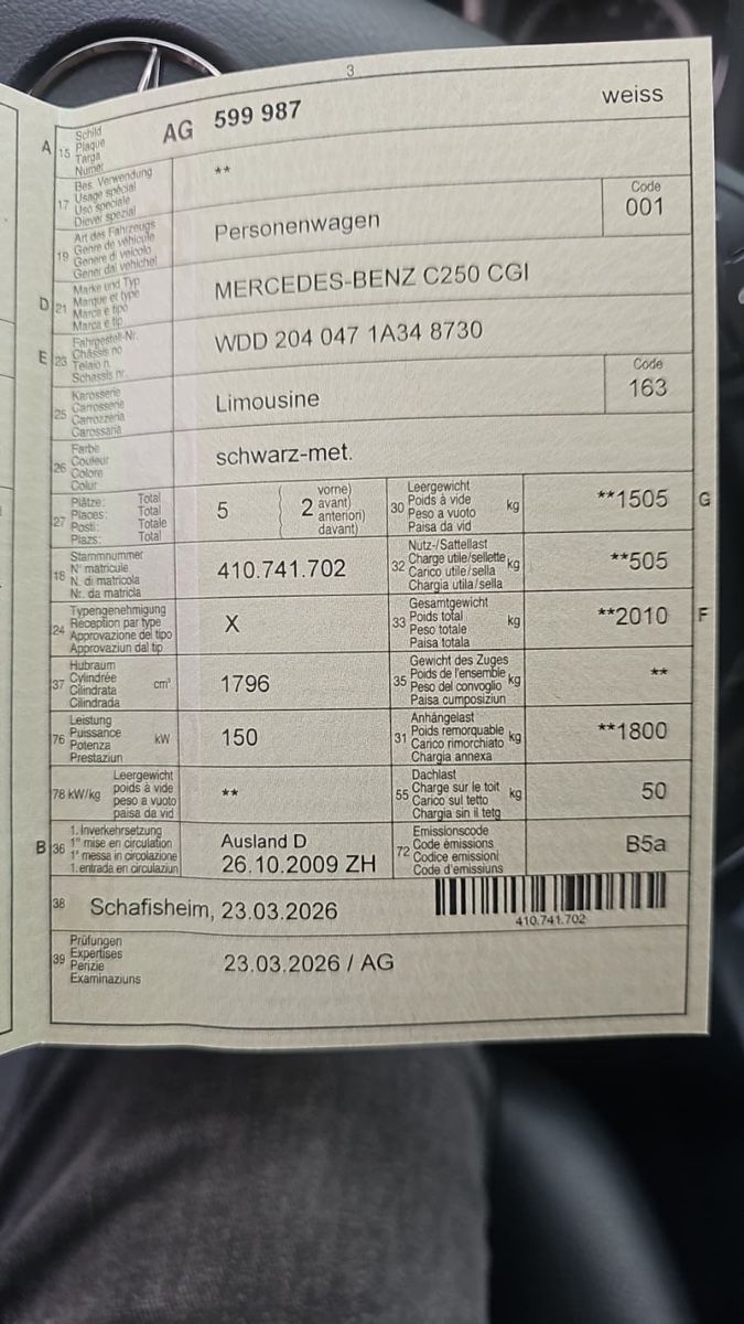 Mercedes-Benz Automobili: MERCEDES BENZ C250 – Usato da Gränichen venduto da R.7 8