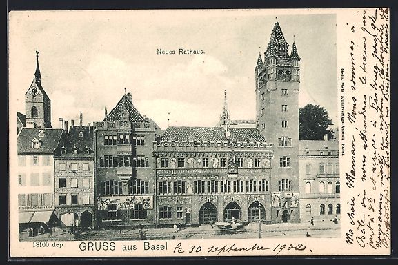 Ansichtskarten: Basel, Neues Rathaus mit Nachbargebäude – Gebraucht aus Berlin von bartko-reher