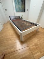 Bettgestell 100x210cm mit Lattenrost und Matratze 90x200