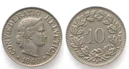 CH 10 Rappen 1940 Ku-Ni vz-unz ERHALTUNG!