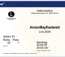 2 Sitzplätze AnnenMayKantereit ab CHF 1.–
