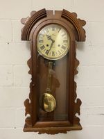 Antike Regulator Wanduhr, Holz, voll funktionstüchtig.