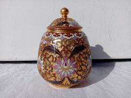 Vintage Asiatische Cloisonné Goldfarben Blumendekor 235 Gr.