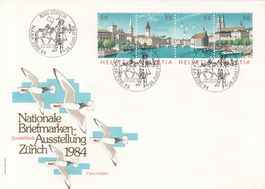 Naba Zürich 84, zusammenhängende Wertstufen, Stempel Umzug
