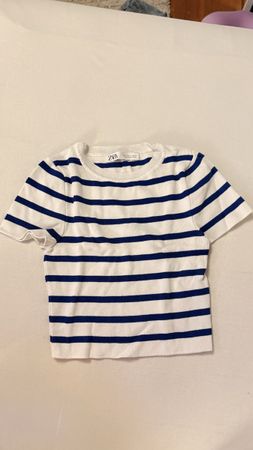 Zara Gestreiftes Top Weiss / Blau – Damen Gr. S