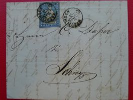 1862: 23G (23B4) aus Brief mit Schiffsbureau-Stempel LUZERN.