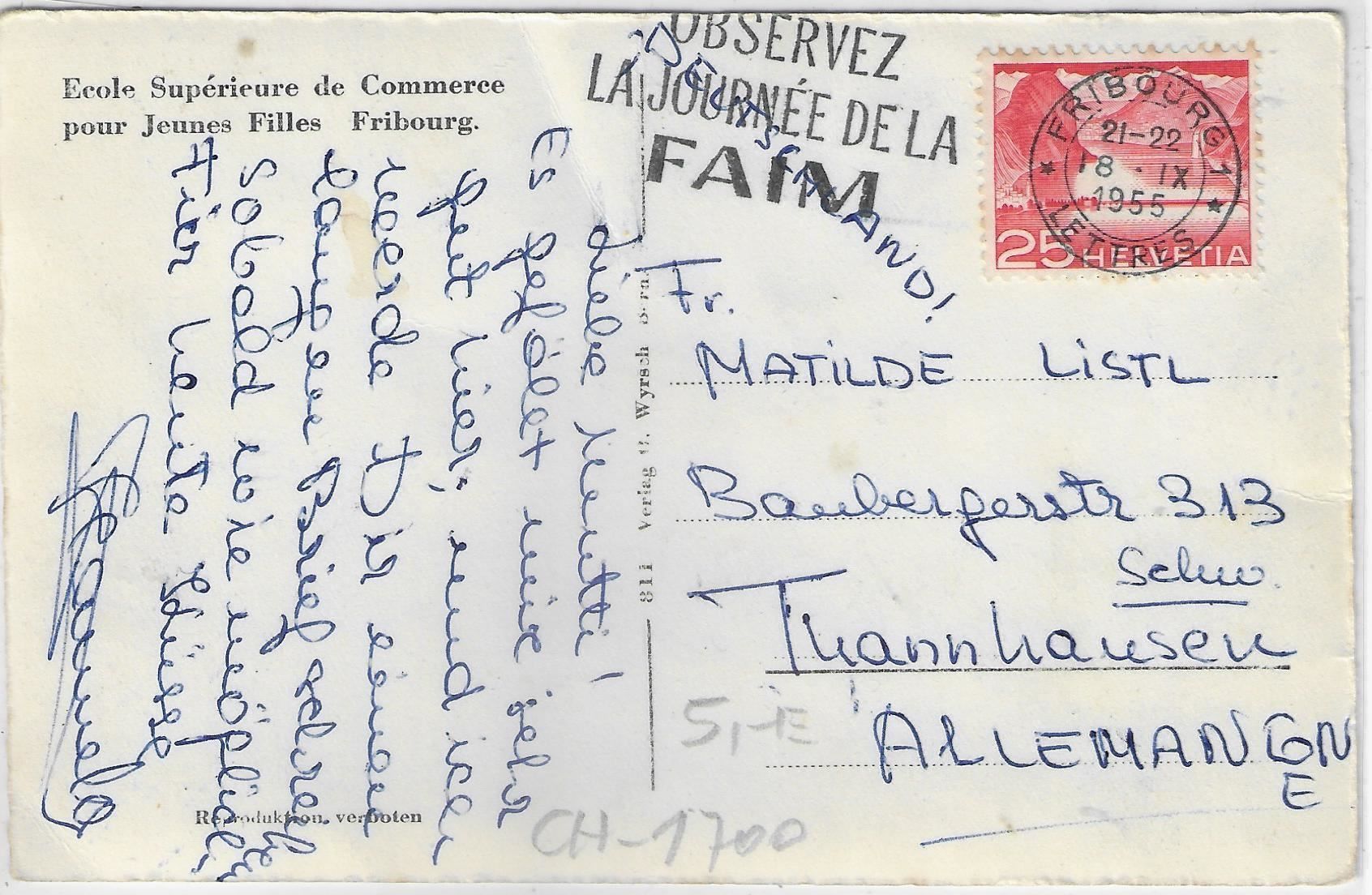 Cartoline postali: Fribourg - Ecole Superieure de Commerce – Usato da Ettingen venduto da Kartenplanet 1