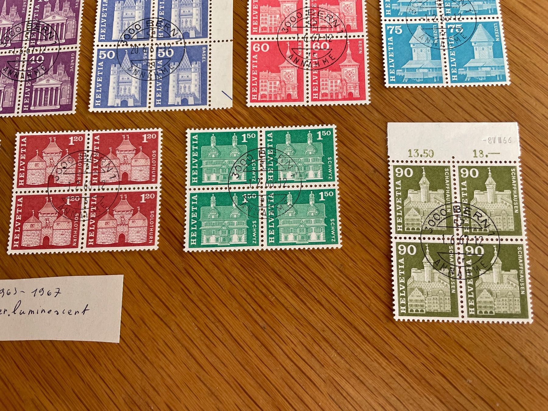 Tutti i francobolli: 15 blocs papier luminescent 1963-67 – Usato da Sonceboz-Sombeval venduto da Comment2 4