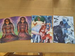 Original Kunstdrucke, 4 Stk., Fantasy/Romantik, Top!