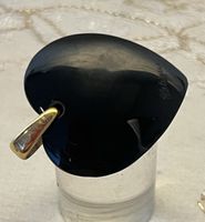 Beau Pendentif Lalique coeur noir verre et or 750