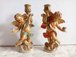 2 Vintage Engel - Kerzenhalter Made in Italy 591 Gramm zusam