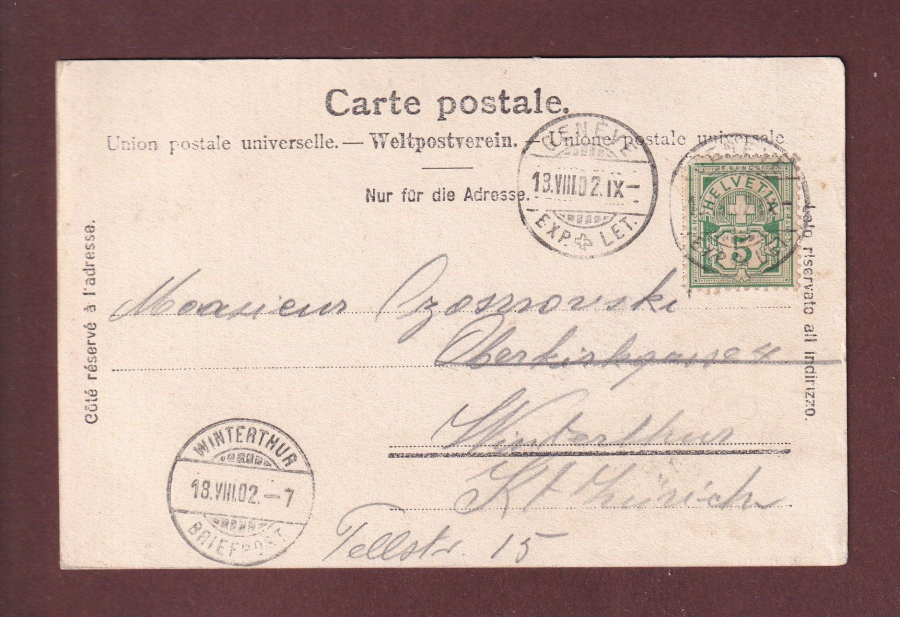 Cartoline postali: GENEVE - Concours musical 1902 – Usato da Pully venduto da nicecards 1