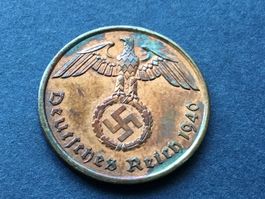 2 Reichspfennig Drittes Reich 1940 A. ungereinigt