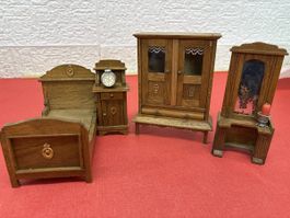 Puppenstuben-Schlafzimmer um ( 1910 ) Guter Zustand