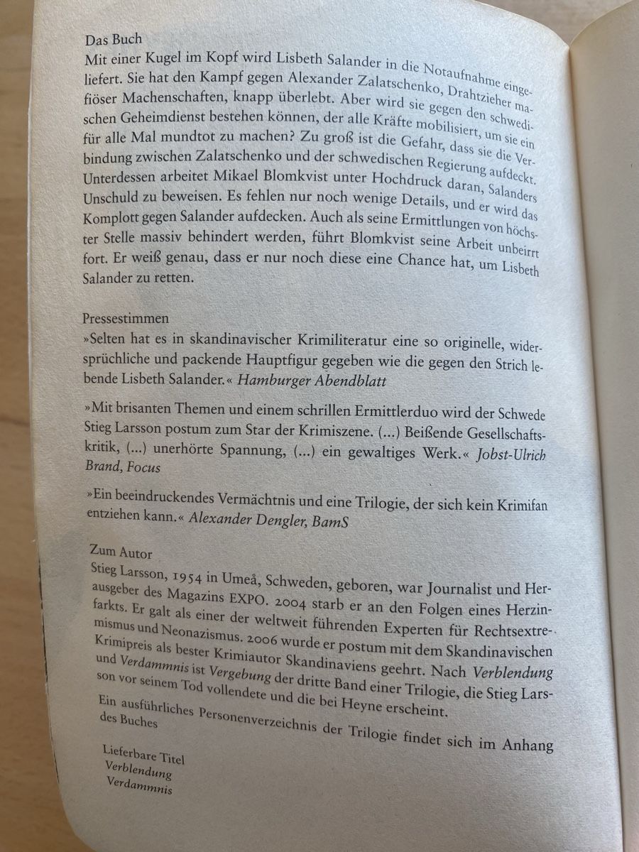Bücher: Vergebung - Stieg Larsson – Gebraucht aus Schwarzenburg von Michellu 4
