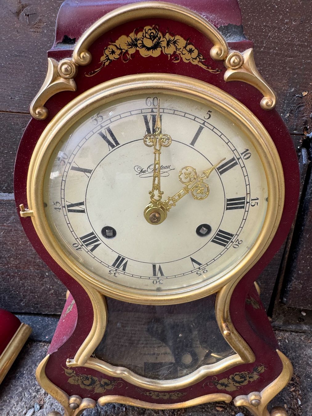 Orologi da terra & Orologi da parete: Superbe pendule neuchâteloise DuChateau rouge/ dorée – Usato da Erde venduto da CBarts 1