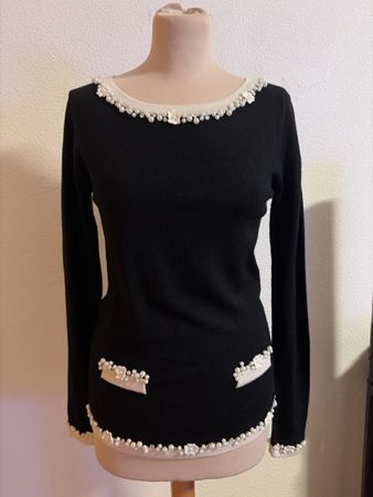 Pull Léo Guy noir et blanc avec perles taille 1 neuf