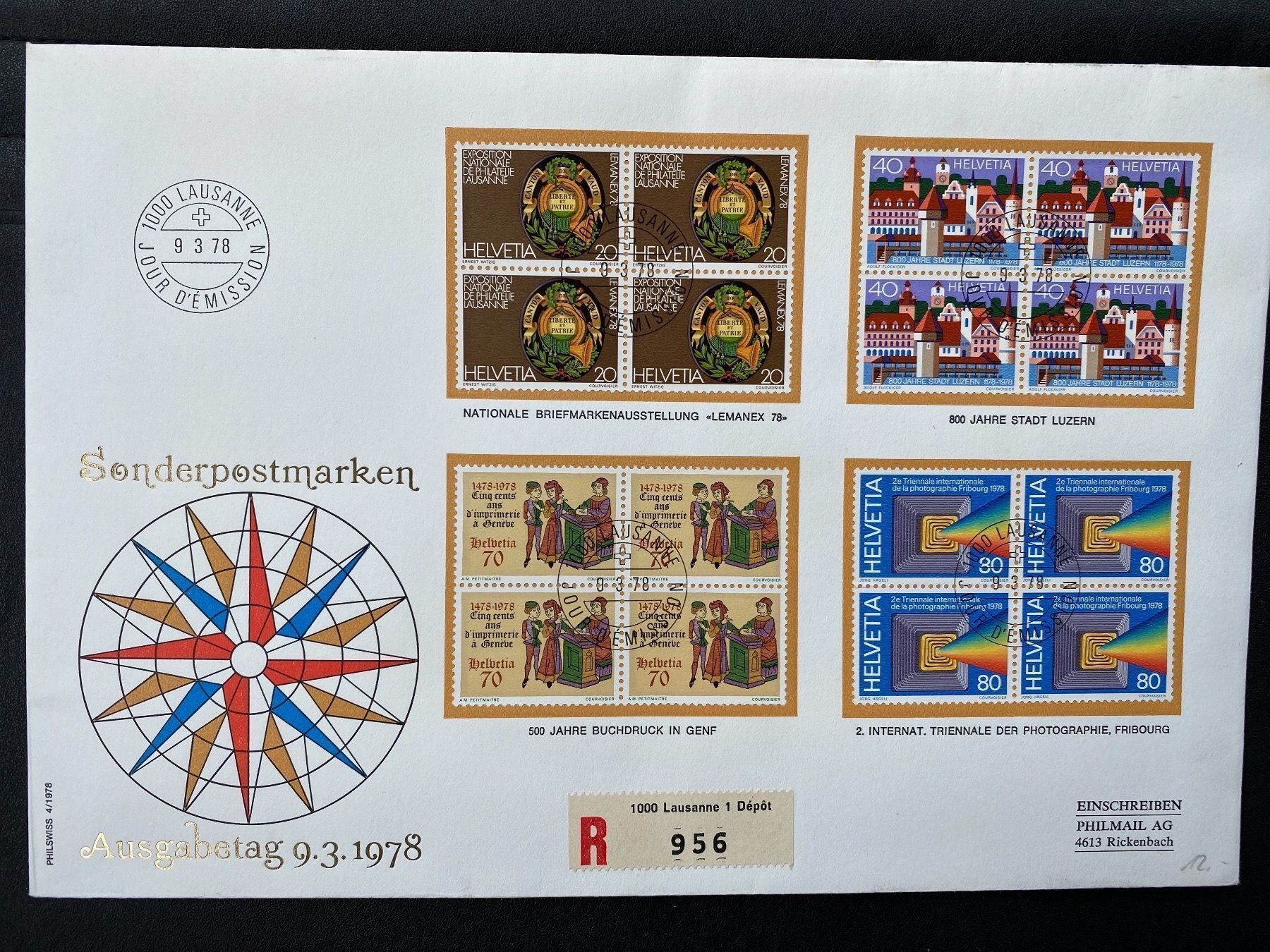 Tutti i francobolli: sonderpostmarke 9.3.1978 lausanne – Usato da Vaduz venduto da hirschjager