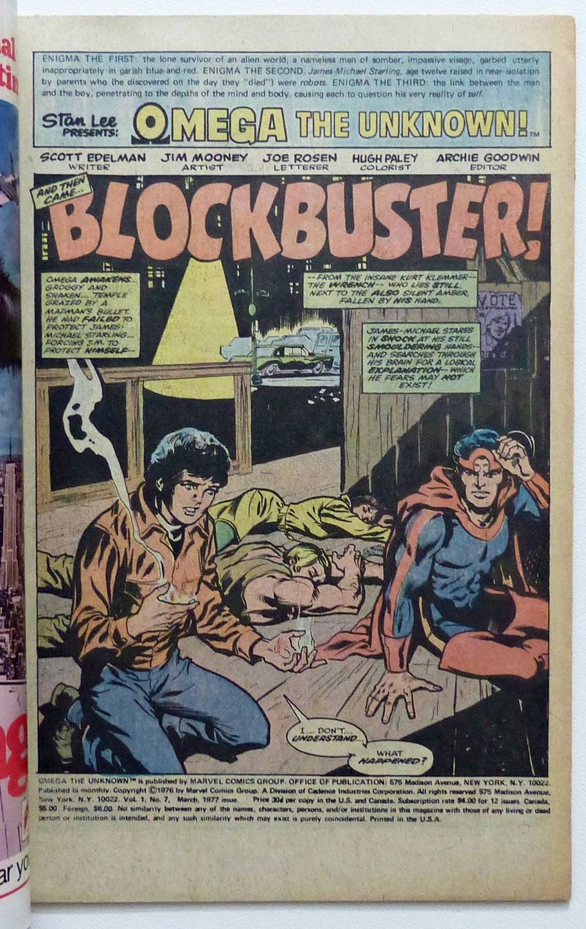 Fumetti: OMEGA THE UNKNOWN #7 COCKRUM ART VS. BLOCKBUSTER MARVEL 1977 – Usato da Lugano venduto da YouWantUS 1