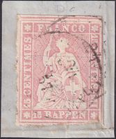24D (24B3) frische Marke auf Briefstück 1857, Kat: 90.-+