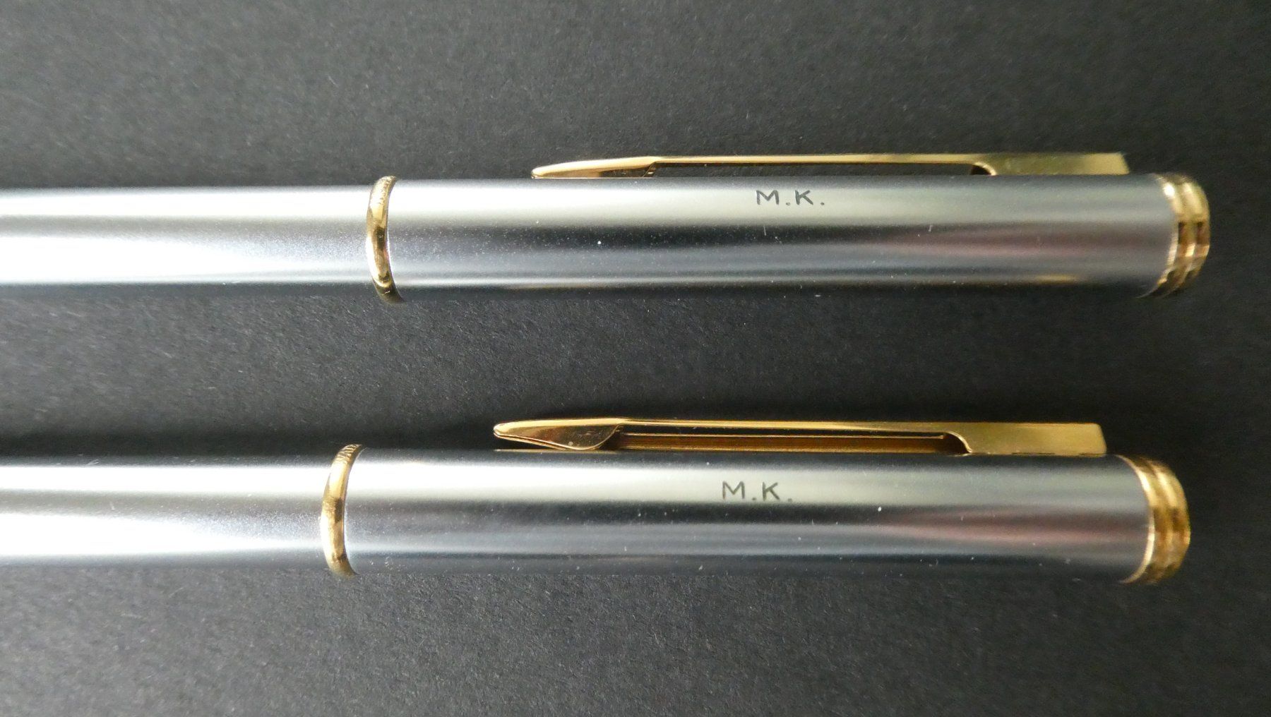 Waterman Penna & Evidenziatori: WATERMAN Kugelschreiber/Bleistift mit Etui, Initialen M.K. – Nuovo (secondo la descrizione) da Oberentfelden venduto da Rosenresli.02 3