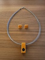 Halskette & Ohrringe, Keramik orange