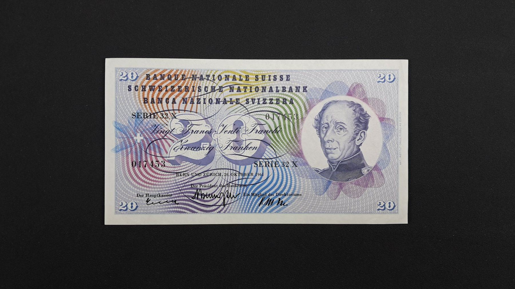 Banconote: Schweiz 20 Franken 1961 – Nuovo e nell'imballaggio originale da Lufingen venduto da E-Auktion