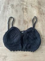 Schwarzes Häkel-Bustier Top Gr. S Sommer Crop Top Boho Festi