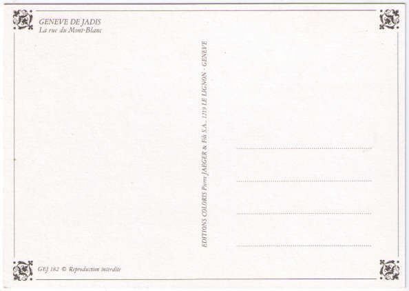 Cartoline postali: Genf / Genève - La Rue du Mont-Blanc – Usato da Binningen venduto da Mountainrider 1
