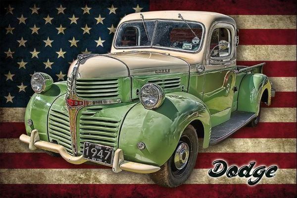 Insegne: Rusty Blechschild-DODGE OLDTIMER 1947 – Nuovo e nell'imballaggio originale da Rupperswil venduto da big-one-sale