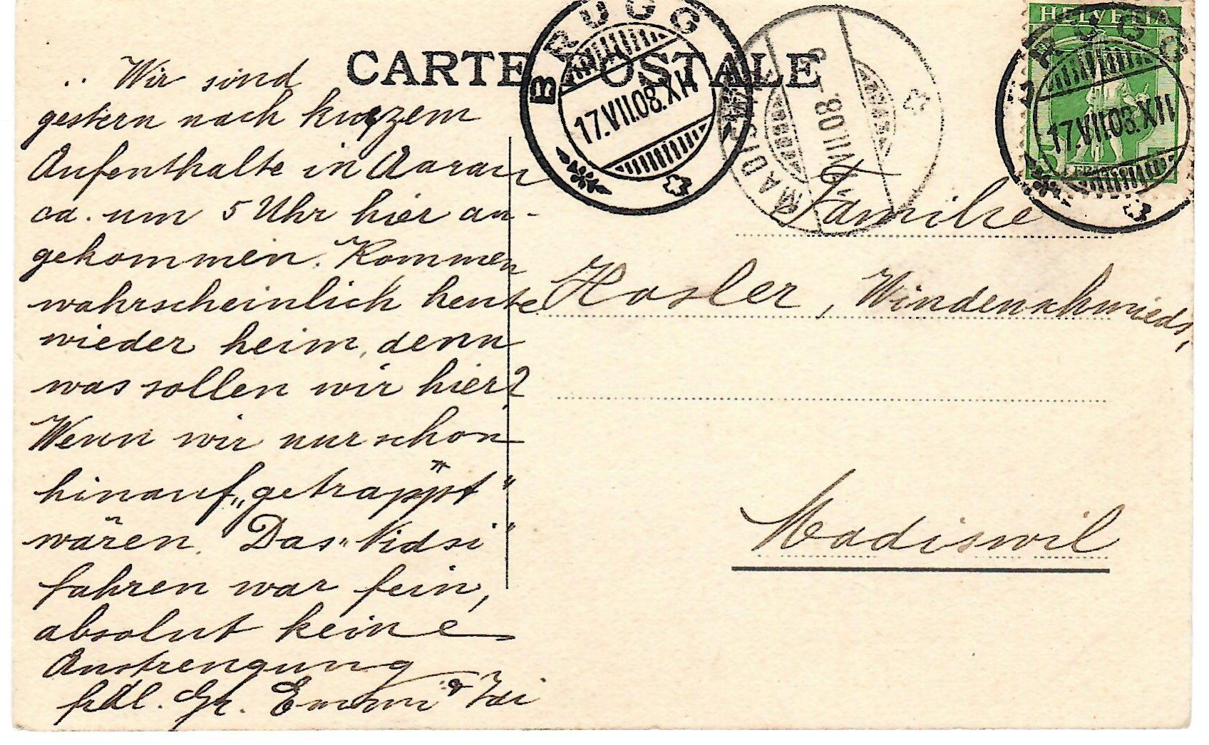 Cartoline postali: Brugg um 1908 – Usato da Zweisimmen venduto da jakobsweg 1