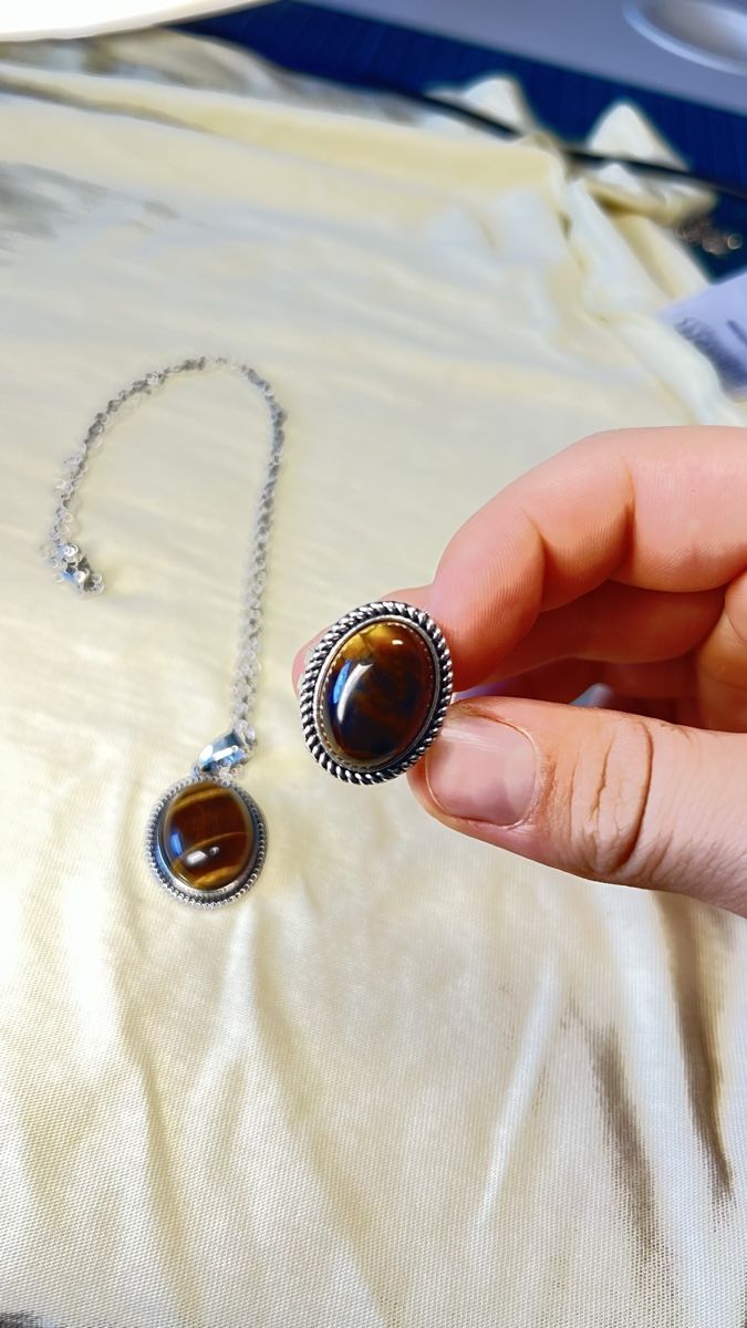 Altri gioielli: Tiger Eye Necklace Ring Set/Ring und Halskette echter Stein – Usato da Pratteln venduto da nt.geschenkshop 6