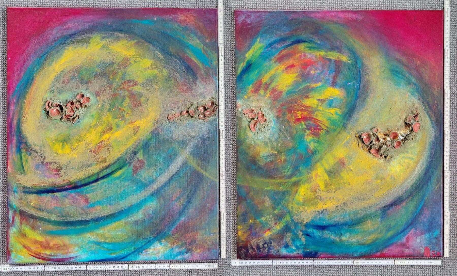 Dipinti: 2x Abstraktes Acrylbild, handgemalt 50x60cm – Usato da Ballwil venduto da bom_ar