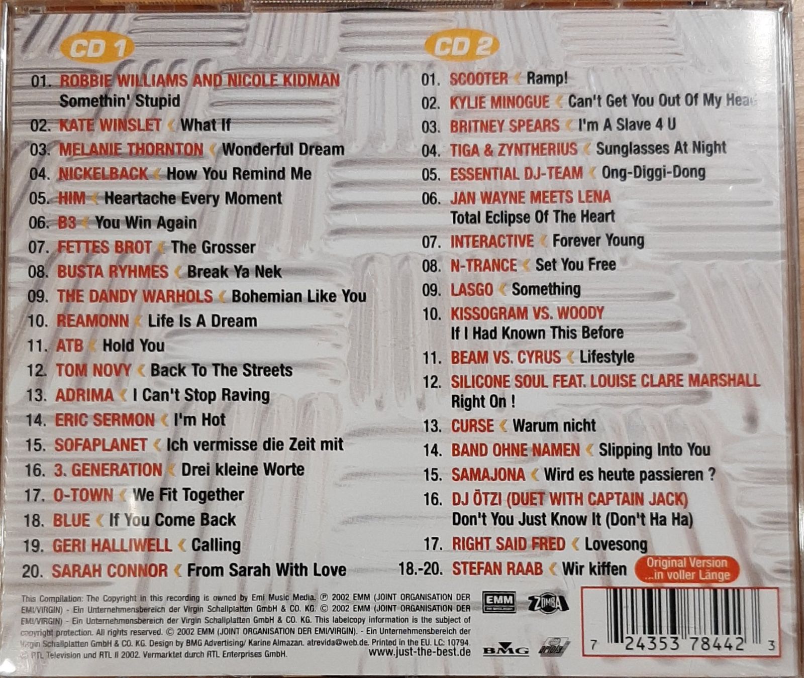 CD: Just The Best Vol. 1-2002, 2CD Hit Compilation Sampler 2002 – Usato da Schönenberg TG venduto da breiti12 1