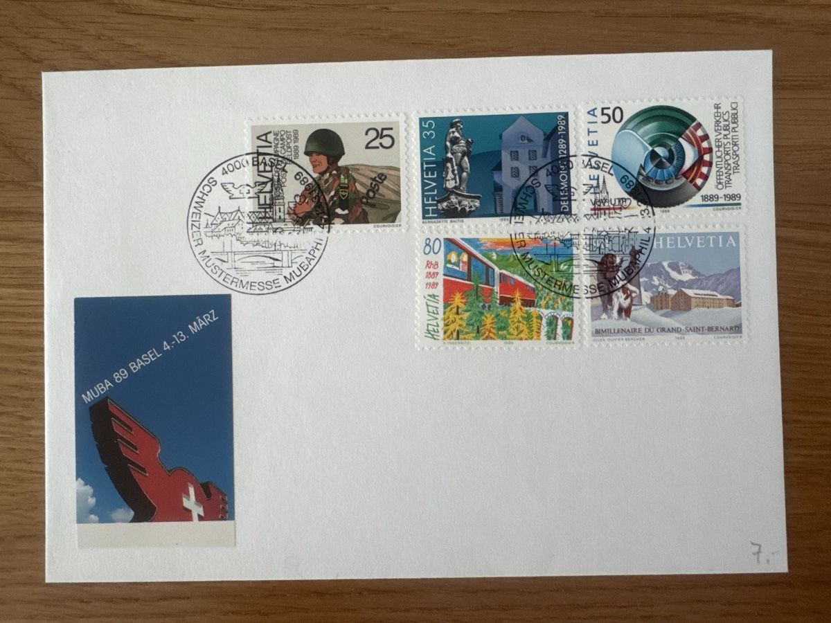 Alle Briefmarken: Ersttagsbrief FDC MUBA 89 Basel – Gebraucht aus Muhen von Kusi_