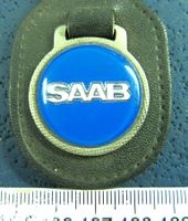 SAAB AUTO SCHLÜSSELANHÄNGER ECHT LEDER VINTAGE
