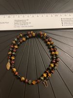 Collier en perles oeil de tigre multicolore vintage  44 cm 