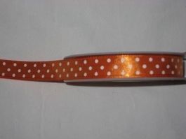 Band (Acetat) orange mit weissen Tupfen 15mm breit