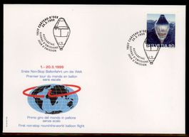 1999, FDC, Erste Non-Stop-Ballonfahrt um die Welt (Nr. 971)