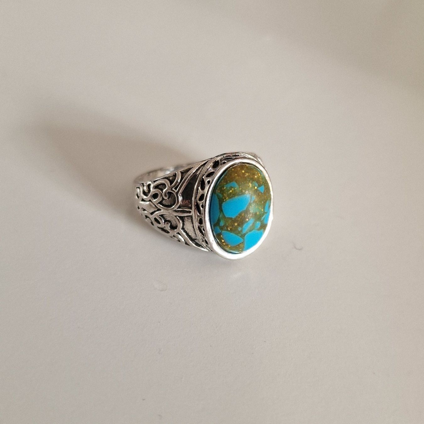 Anelli: Vintage Silberring mit Türkis-Stein, Grösse 58 – Usato da Birr venduto da sen_8djr 4