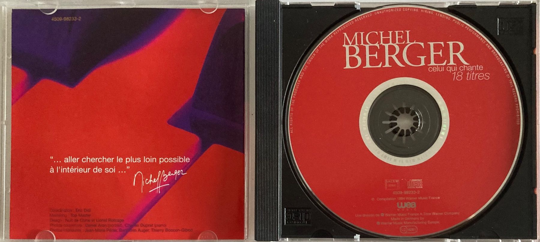 CD: MICHEL BERGER - CELUI QUI CHANTE – Usato da Poliez-Pittet venduto da Newtown-Records 2