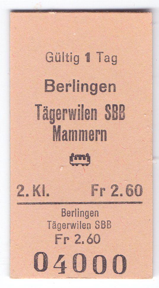 Tickets: Billette Berlingen - Tägerwilen SBB - Mammern – Gebraucht aus Langenthal von Sammlungs_aus