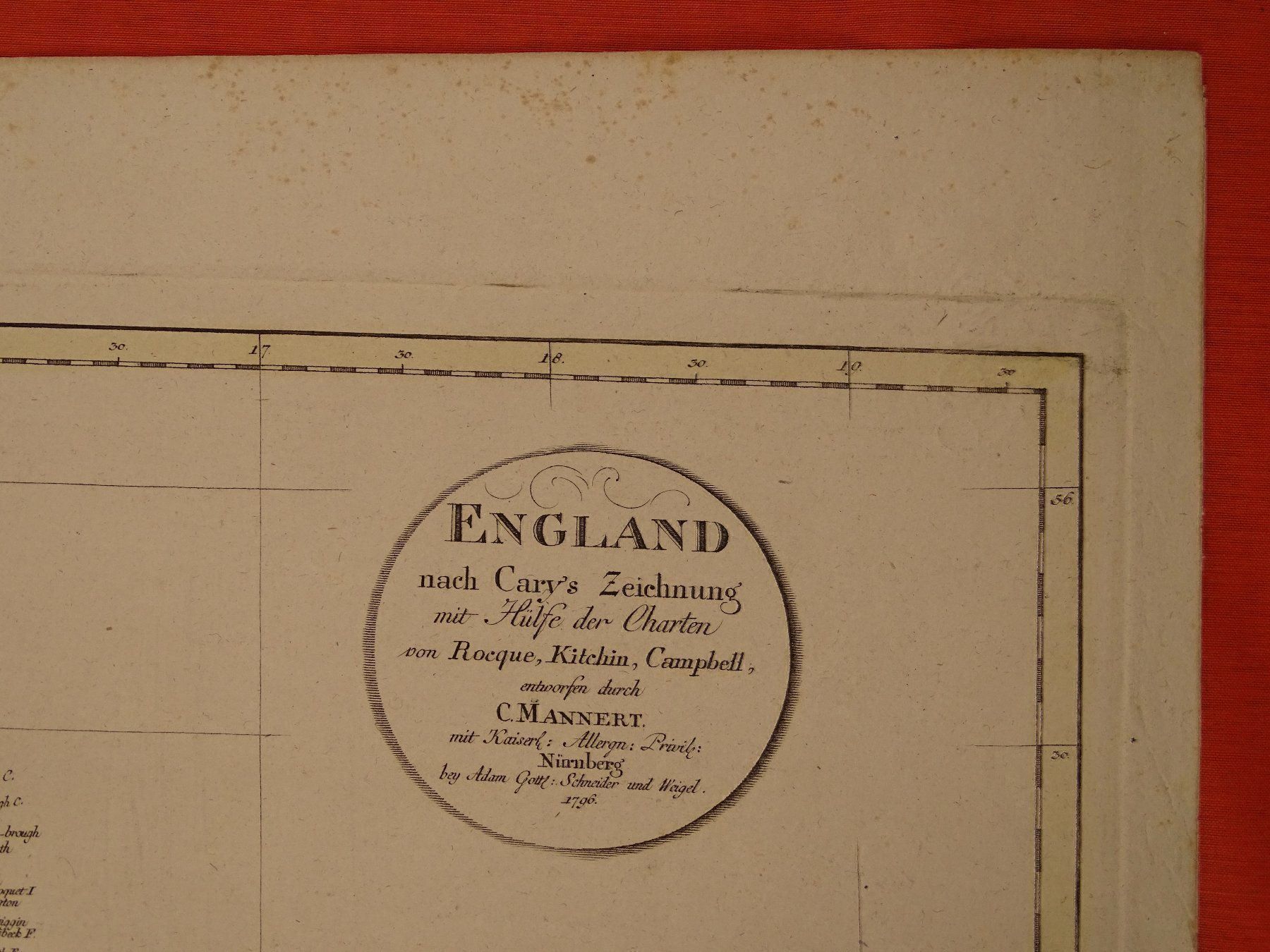Cartine & Atlanti: ENGLAND, KUPFERSTICHKARTE 1796 – Usato da Grüningen venduto da Kartensammler 3