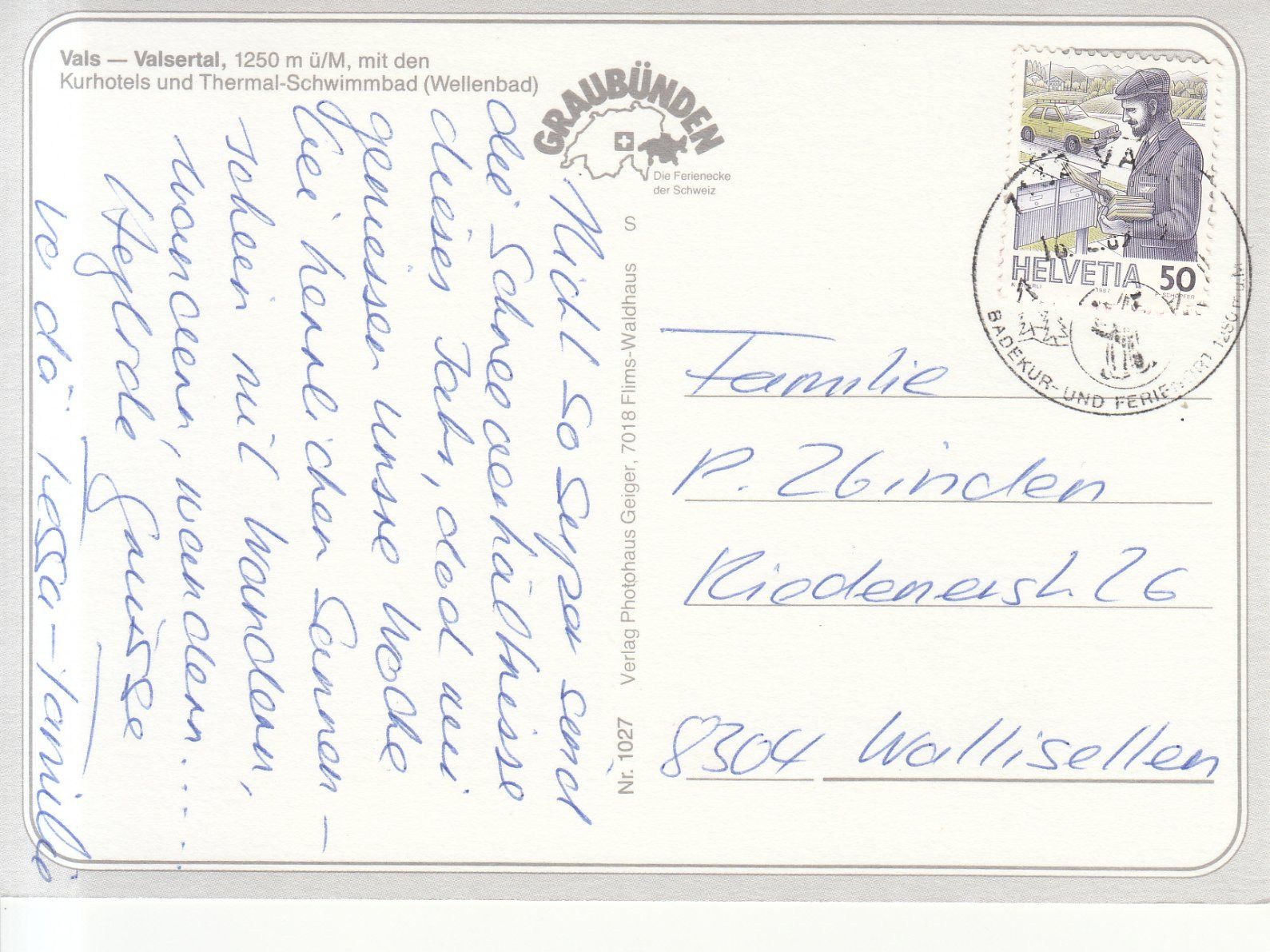 Ansichtskarten: Vals 1989 – Gebraucht aus Bürglen TG von StampGraf 1