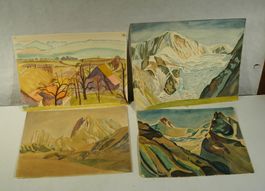 Berglandschaften 4 Aquarelle bis 38 x 32 cm