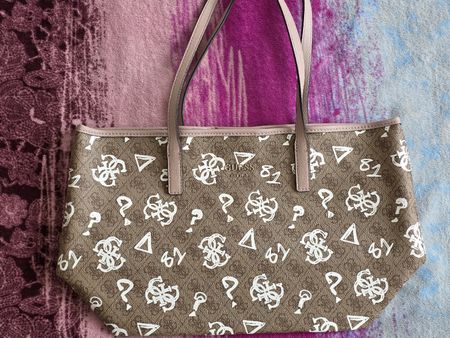 Guess Tasche, Shopper, braun beige gemustert, neuwertig
