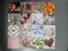 20 Servietten für Serviettentechnik Tiere,Blumen,Herzchen