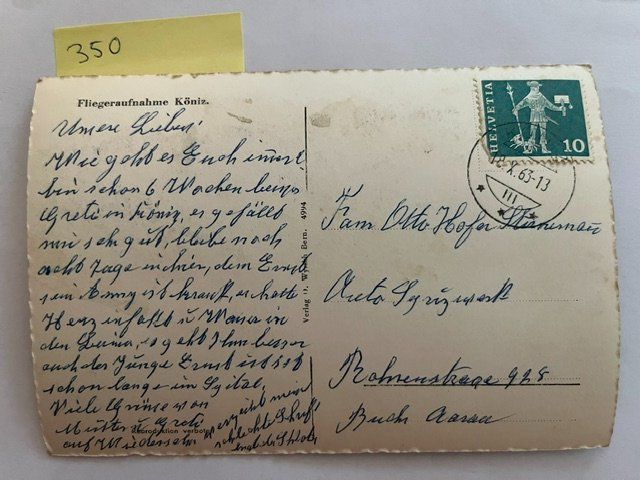 Cartoline postali: Ansichtskarte Flugaufnahme König, Schweiz, 1963 – Usato da Niederwil AG venduto da dahu75 1